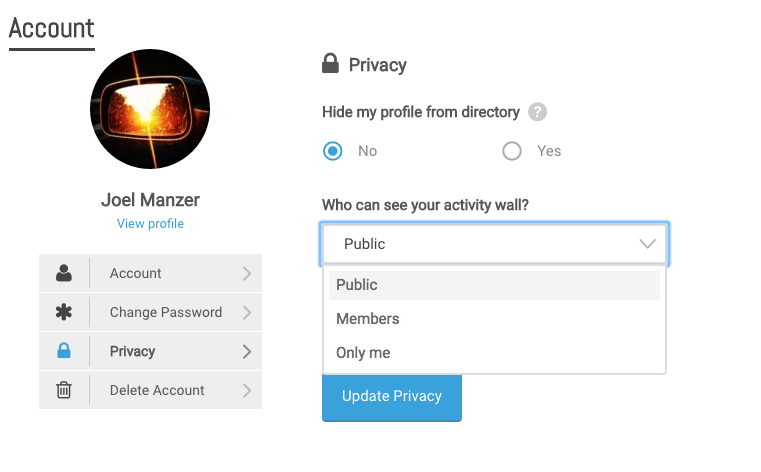 Privacy setting