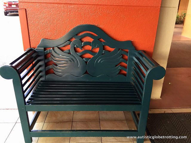 Family Friendly Stay at the Walt Disney World Swan Hotel bench