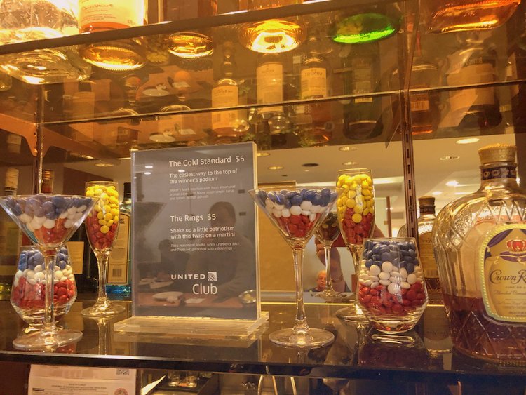 As an Olympics supporter, the MCO United lounge celebrated in a unique way. Every day at snack time they put out m&M  matching the colors of the flags of the winners.