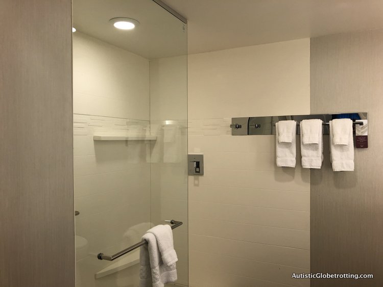 Residence Inn San Jose Cupertino caters to Autism Families glass enclosure shower