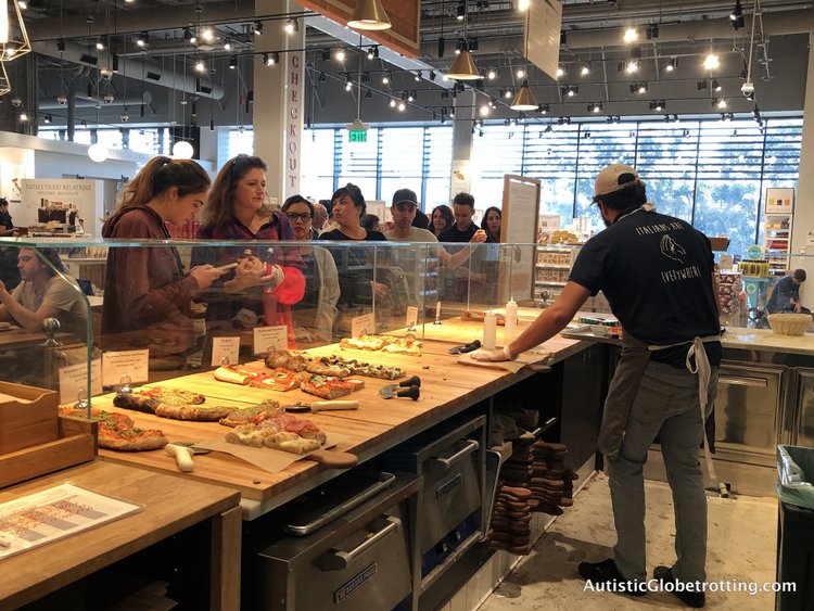 Exploring Eataly in Los Angeles with Autism roman pizza