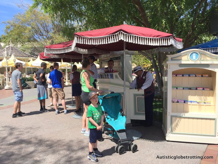Eight Best Disneyland Thrill Rides for Kids with Autism disability kiosks in park