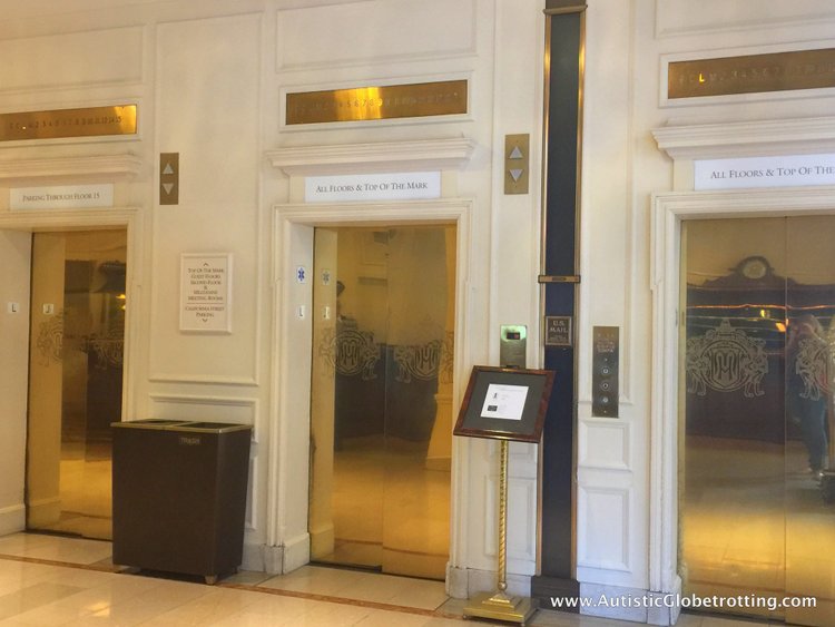 Family Luxury Stay at the Intercontinental Mark Hopkins San Francisco golden elevators