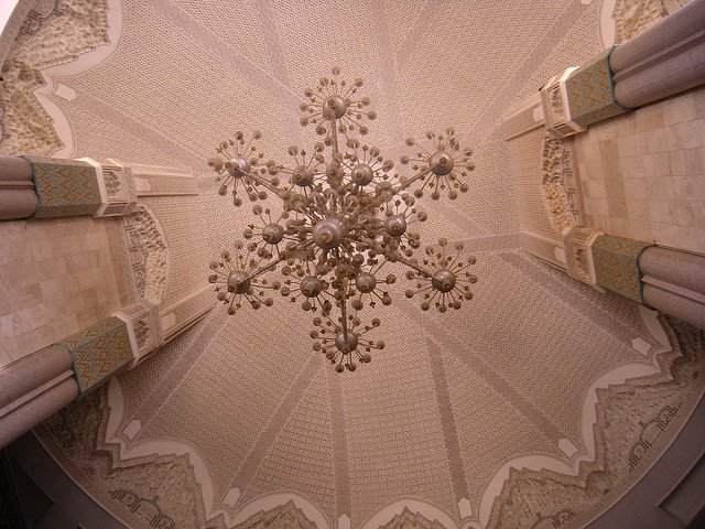 Family Trip to Hassan II Mosque Casablanca ceiling