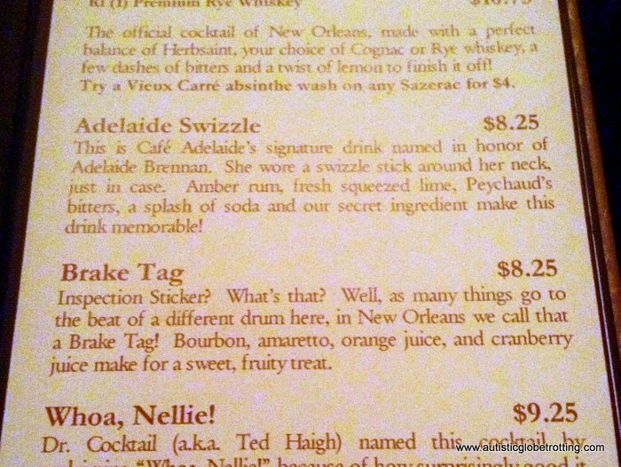Dining at Commander’s Palace Restaurant in New Orleans menu