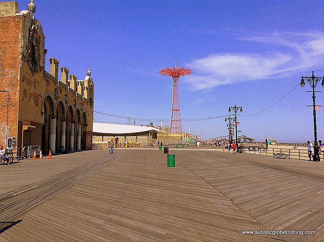 Family Fun on New York's Coney Island distant