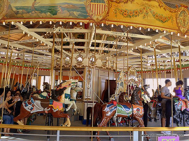 Family Fun on New York's Coney Island carousel