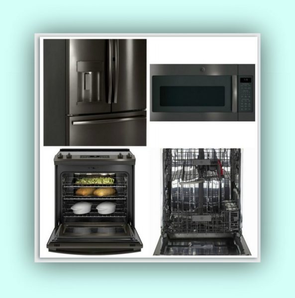 GE kitchen, GE Black Stainless Kitchen, kitchen shell matt fridge